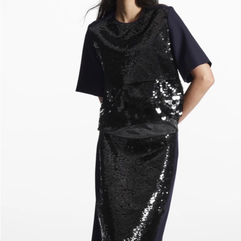 COS sequin organza top and skirt SET